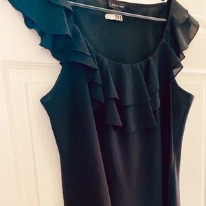Spense Black Ruffle Blouse
